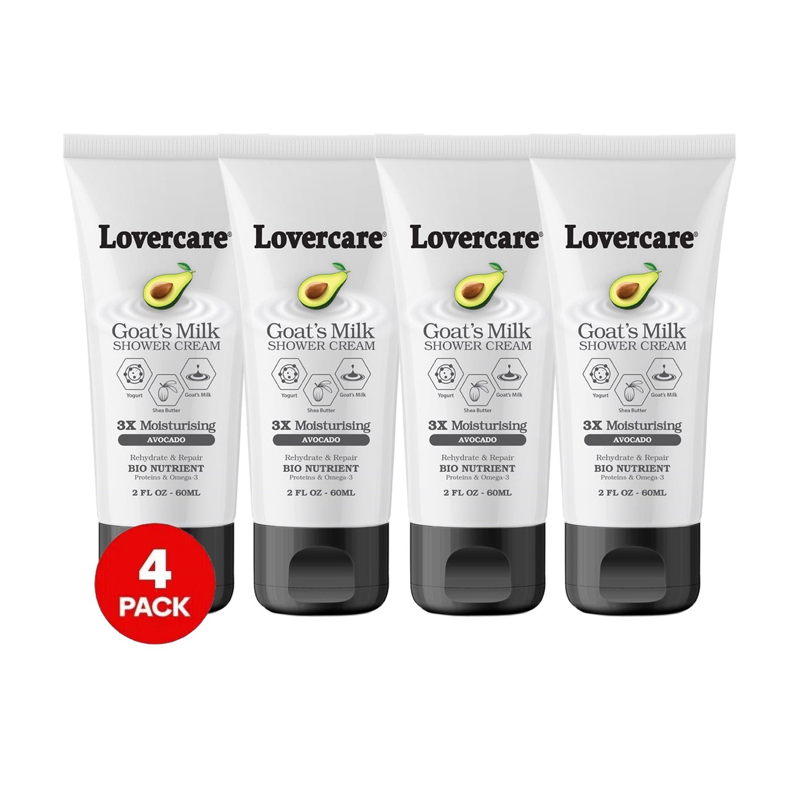 lovercare shower cream pack of 4 x 60ml avocado1 firstoneaustraliastore