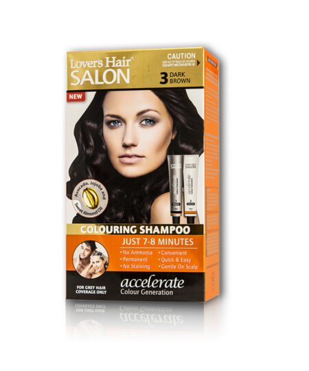 LOVER'S HAIR SALON-COLOURING SHAMPOO-2 x 2.0 oz (60ML) DARK BROWN