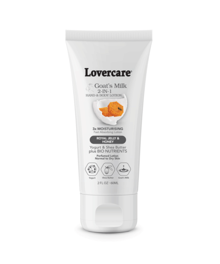 Pack of 4 - Lovercare Goat's Milk 2in1 Hand & Body Lotion 60ml Royal Jelly & Honey