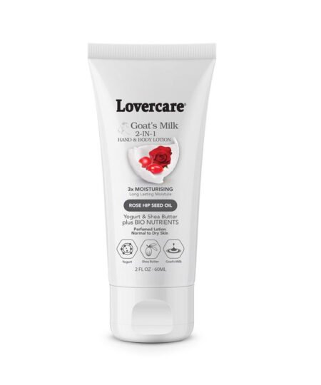 Pack of 4 - Lovercare Goat's Milk 2in1 Hand & Body Lotion 60ml Rose Hip Seed Oil