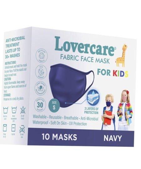 Lovercare Fabric Face Mask KIDS Navy size S 10pc (3-ply)