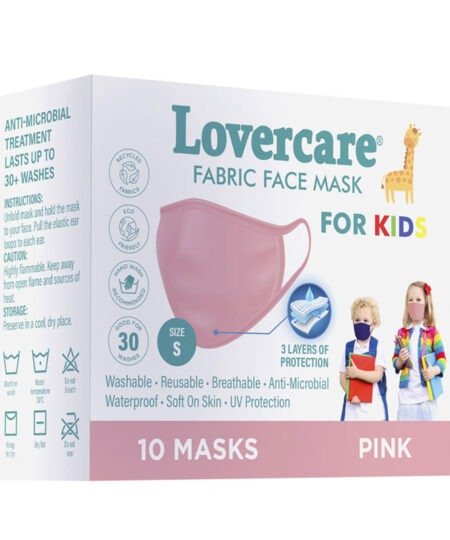 Lovercare Fabric Face Mask KIDS Pink size S 10pc (3-ply)