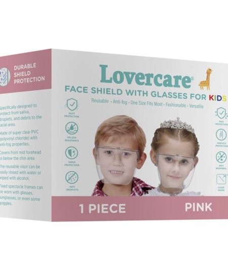 Lovercare Face Shield with Glasses for KIDS Pink 1pc
