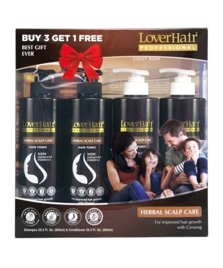 Pack of 4 -LoverHair Professional HERBAL SCALP CARE Shampoo & Conditioner - 600ml
