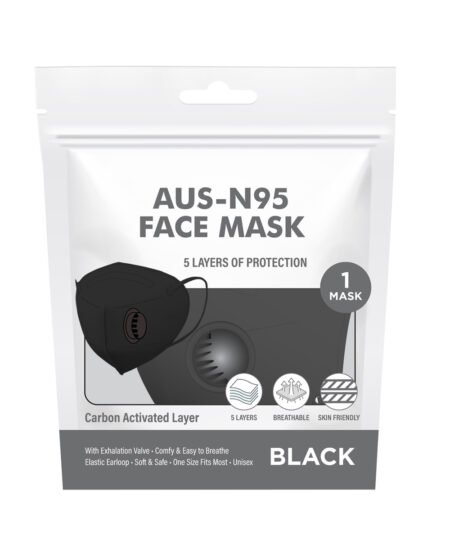 AUS-N95 Disposable Face Mask Black w/ filter 1pc