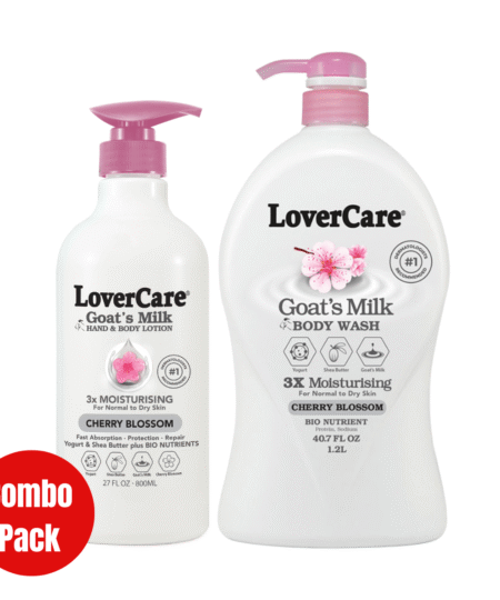 Combo Pack -Lovercare  Goat's Milk Body Wash  & Hand Body Lotion- Cherry Blossom