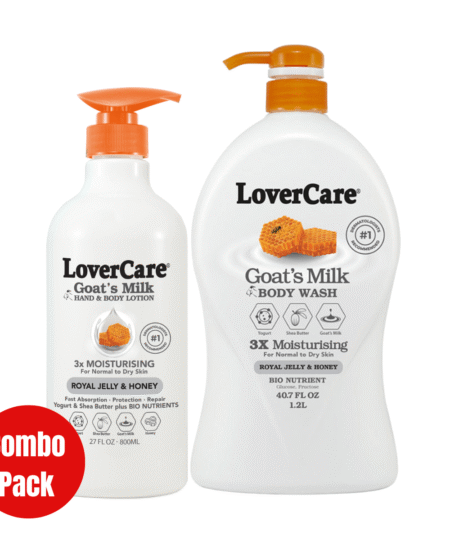 Combo Pack -Lovercare  Goat's Milk Body Wash  & Hand Body Lotion- Royal Jelly & Honey