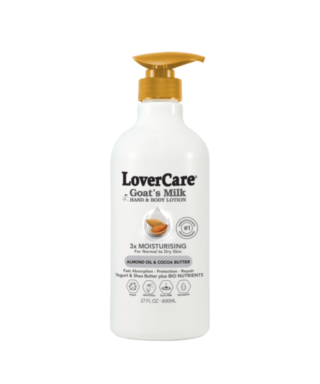 Lovercare Goat's Milk Hand &  Body Lotion (800Ml) Almond Oil & Cocoa Butter