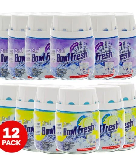 Mix Pack of 12 -Bowl Fresh Automatic Bowl Cleaner 6 x 255g Fresh Lemon & 6 x 255g Lavender